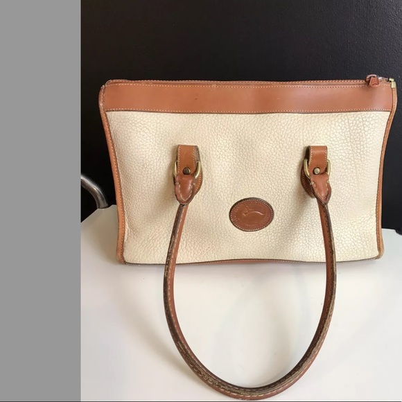 Dooney & Bourke Handbags - Vtg DOONEY & BOURKE Handbag Purse Ivory Cream Tan